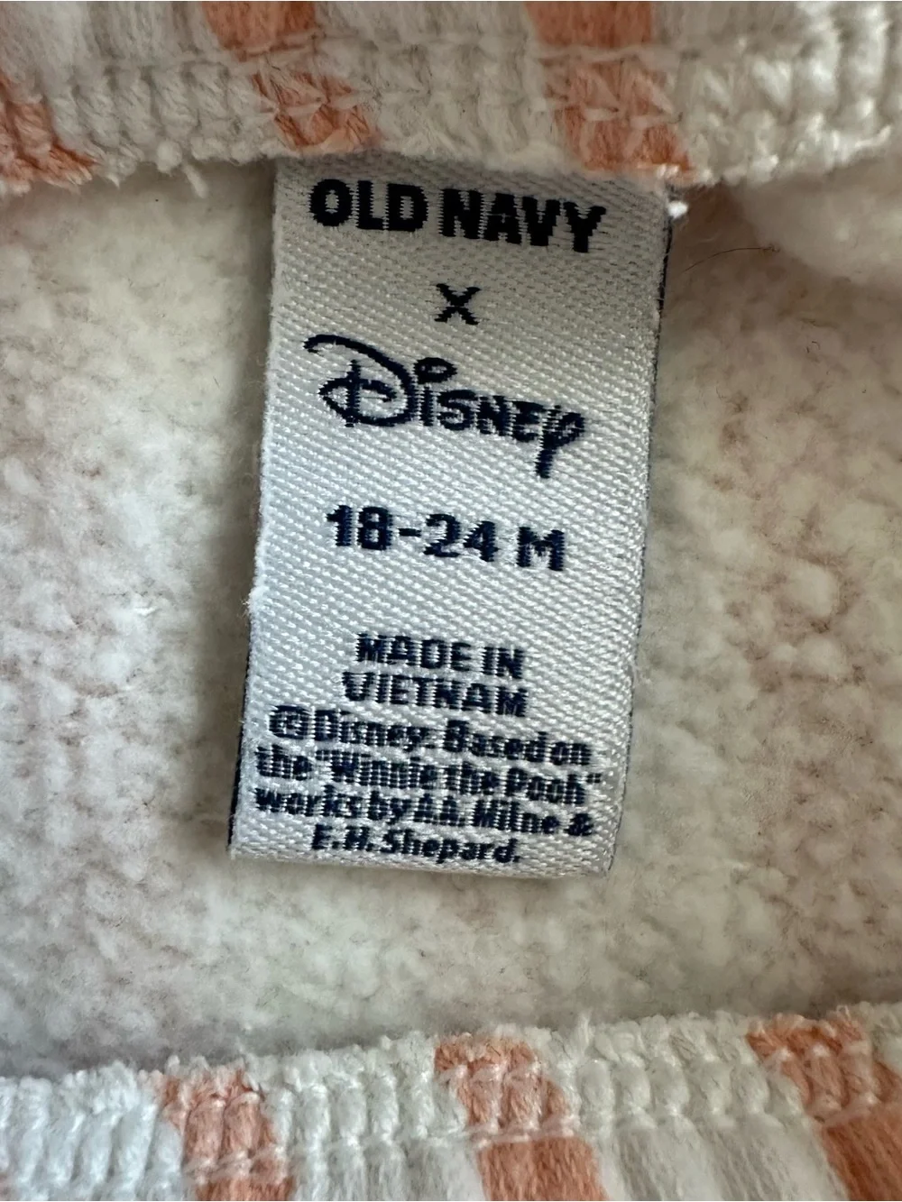 Old Navy x Disney Peach & White Baby Girl 18-24M Matched Sweatshirt & Pants Set